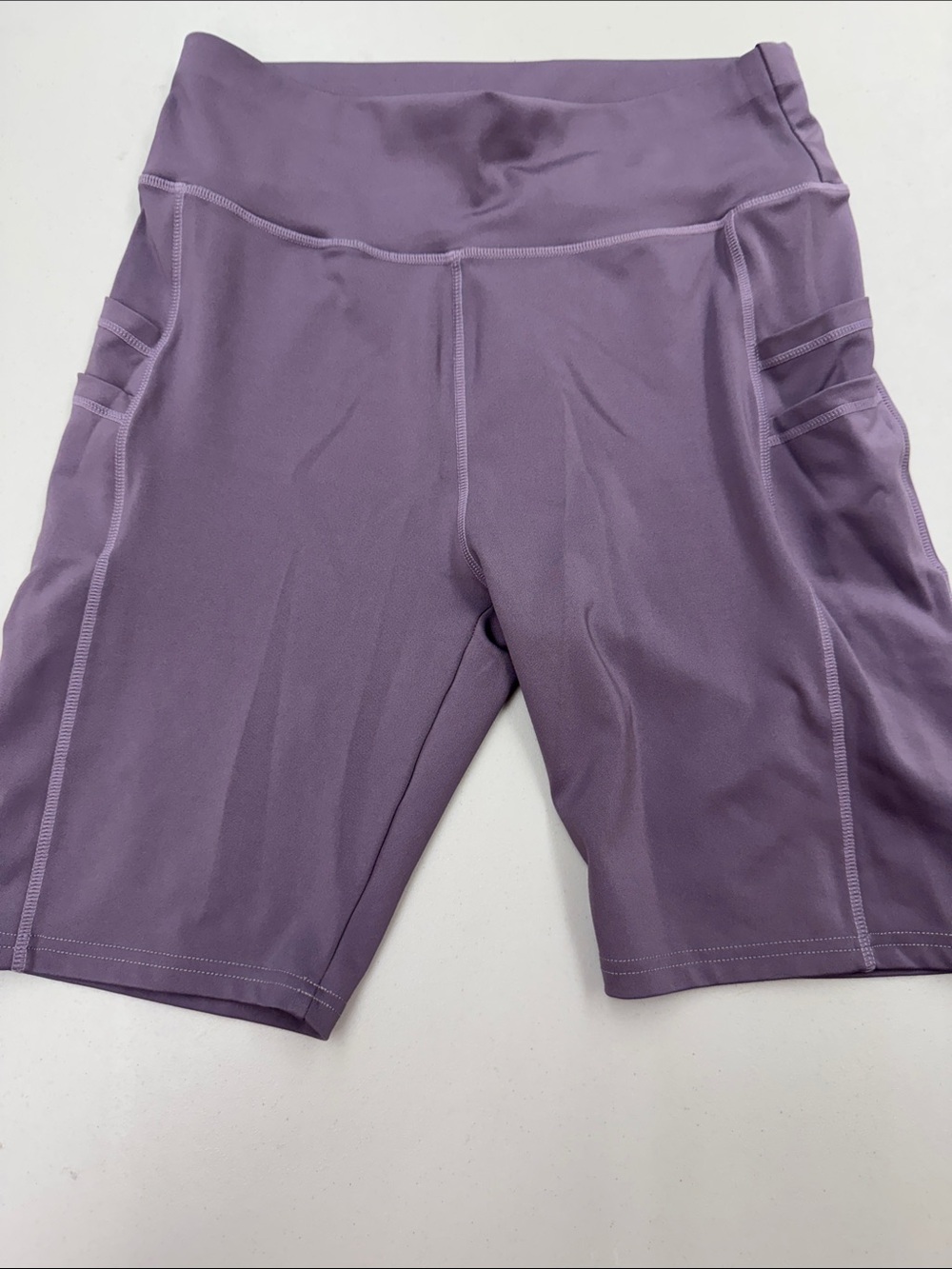 SHEIN Plum High-Waist Athletic Athleisure Bike Shorts w Side Pockets activewear